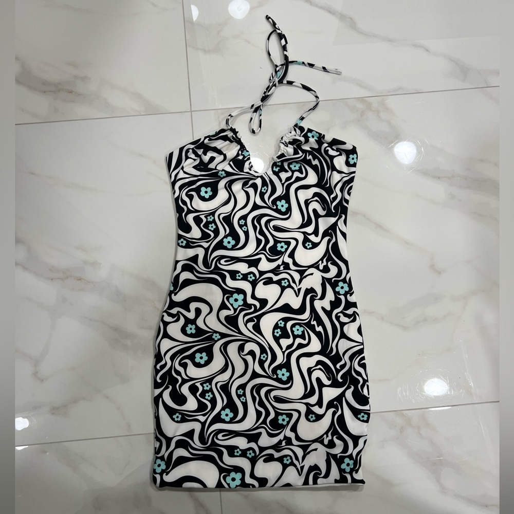 mini tie up halter dress